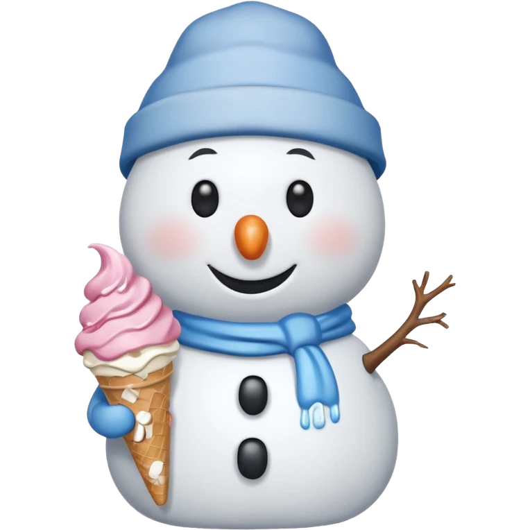 snowman wearing cap with ice cream  emoji