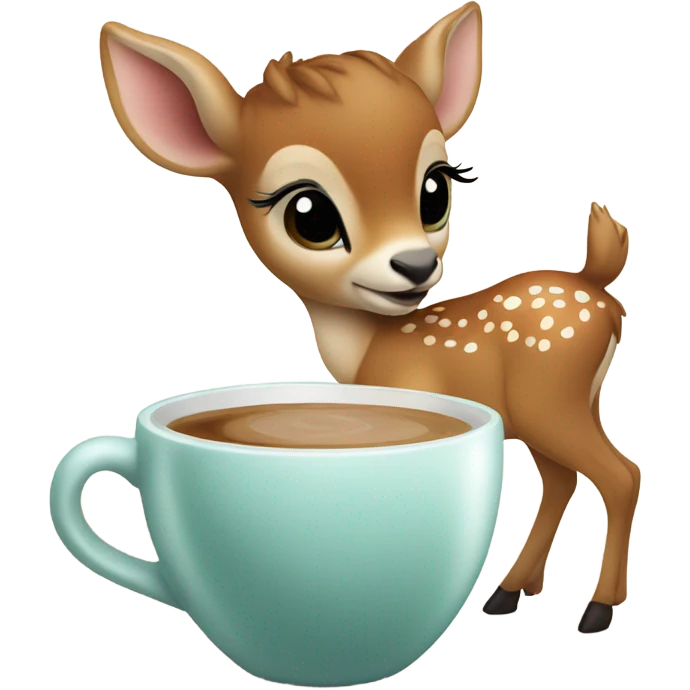 Baby deer drinking iced coffee emoji