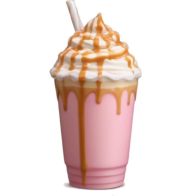 Soft pink Frappuccino caramel drizzle  with caramel creamer    emoji