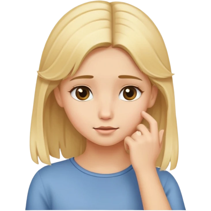 Blonde girl shyly tucking hair behind ear emoji