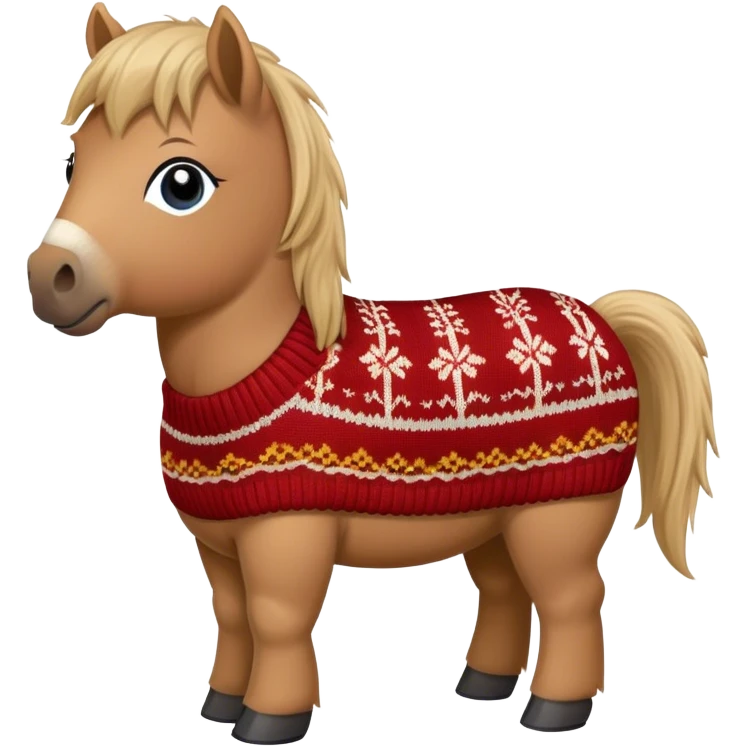 Shetland pony wearing a knitted jumper  emoji