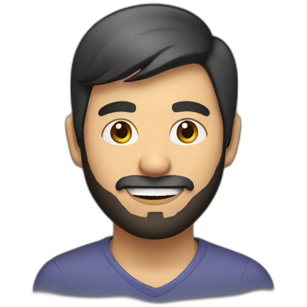 brown asian software engineer with beard and EarPods in ears emoji