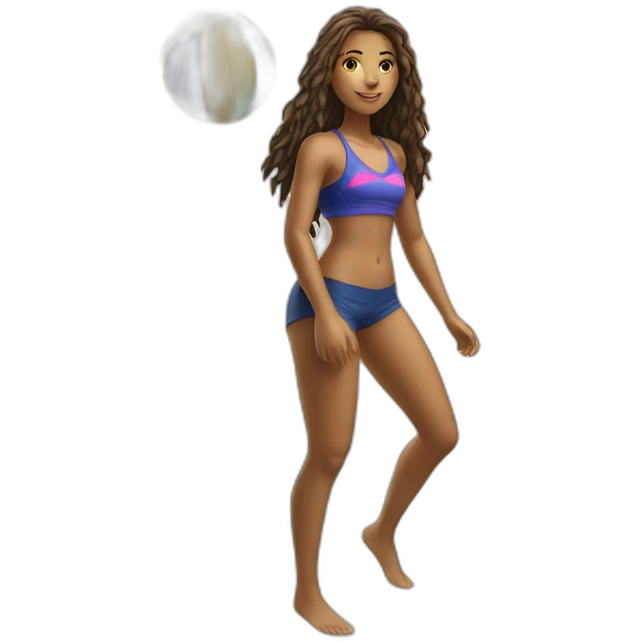 realistic beachvolley girl full body view from the ground emoji
