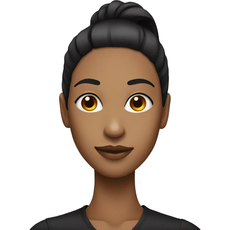 a woman with black long ponytail and a masculine face emoji
