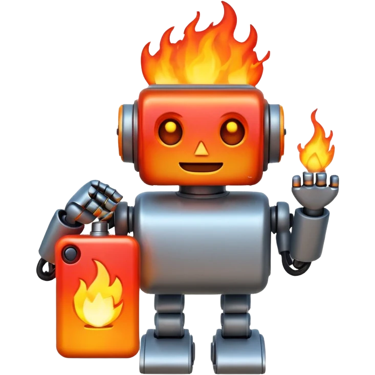 로보트 이모지+불+배터리 emoji