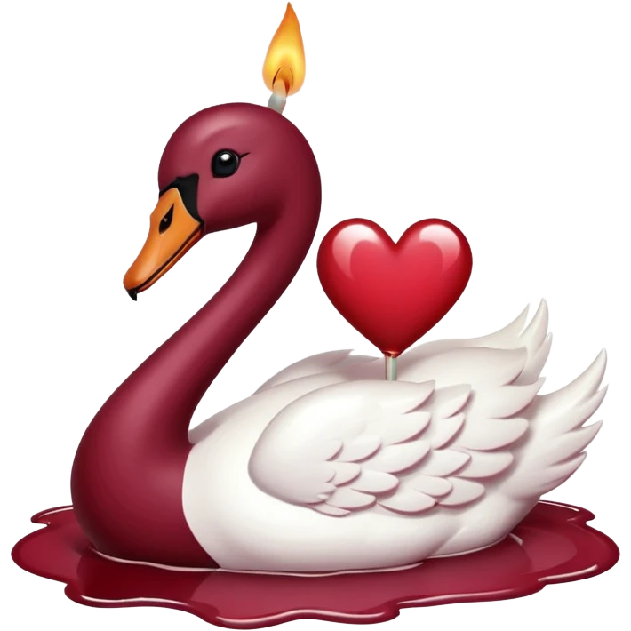 Maroon heart, swan , candle emoji