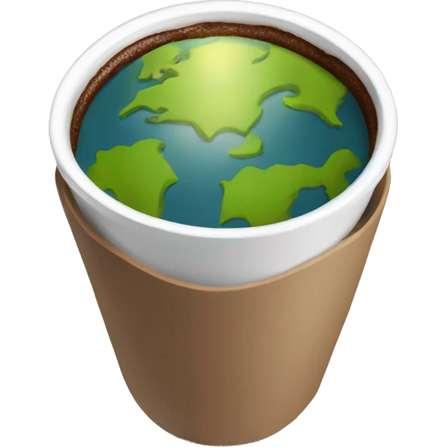 A coffee cup with the Earth inside instead of coffee, symbolizing global conversation and exchange. emoji