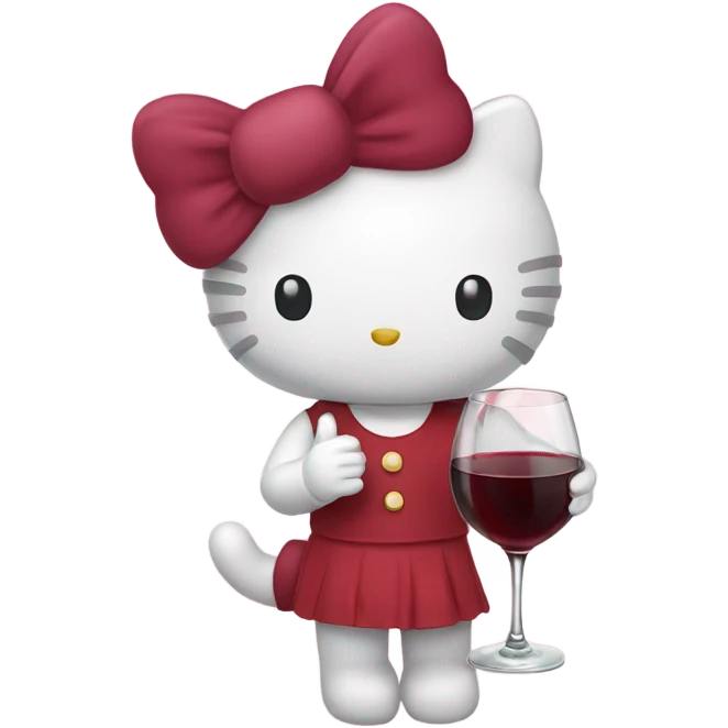 Hello Kitty drinking red wine emoji