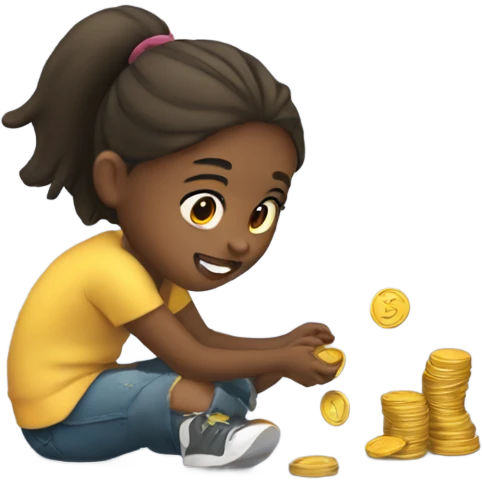 Girl picking up coins off the floor emoji