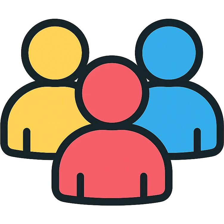 group of people, modern clean lines color outline icon style, for digital product emoji