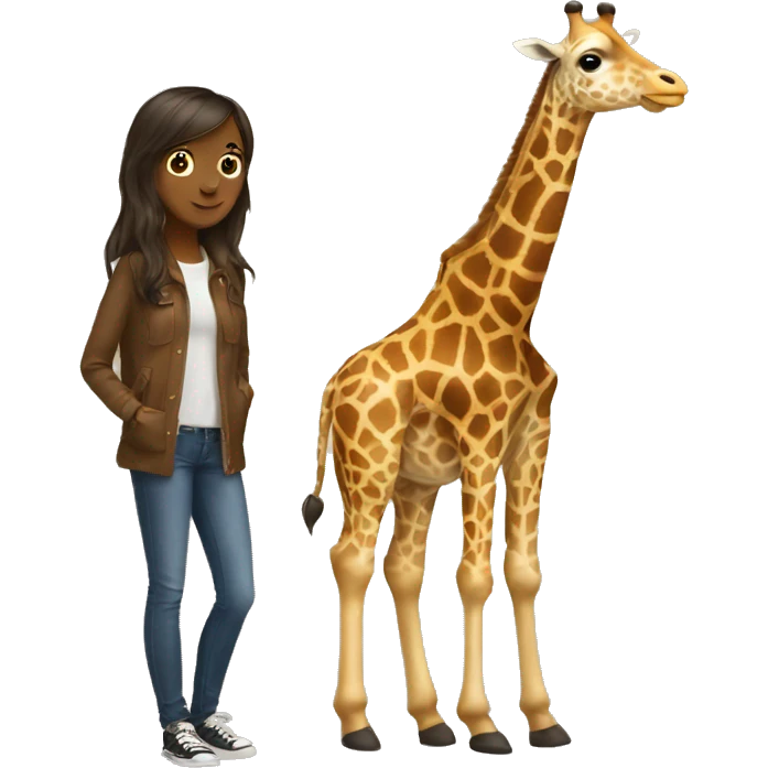 Giraffe and brunette girl  emoji