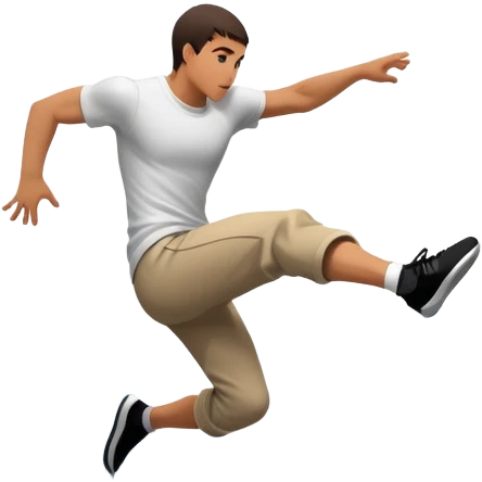 A person performing a parkour move, leaping between buildings or scaling a wall with agility and precision. The scene captures dynamic motion, showcasing strength, flexibility, and the thrill of urban acrobatics against an urban cityscape backdrop. emoji