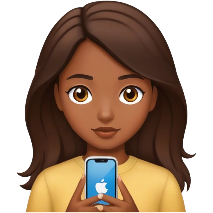 a girl brunette with her iphone emoji