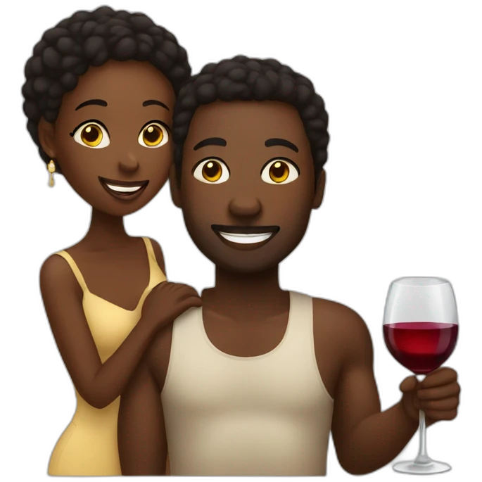 african couple drinking wine emoji