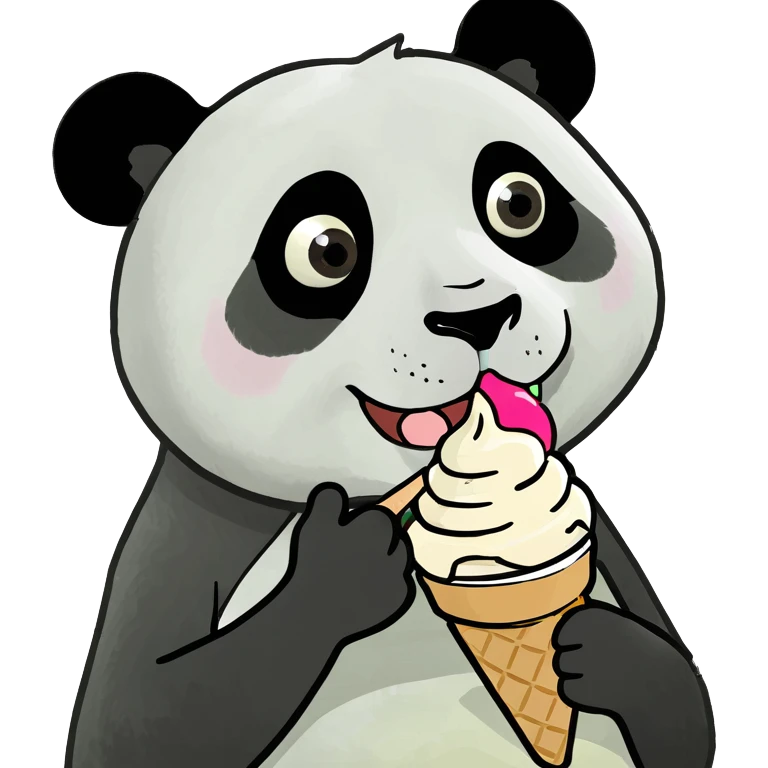 Panda eating ice cream emoji