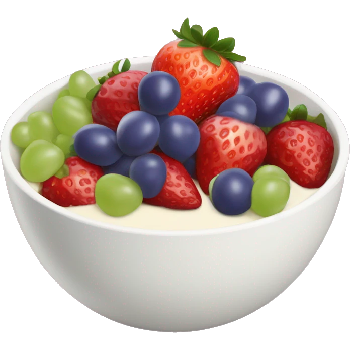 fruit yogurt bowl with strawberries and grapes emoji