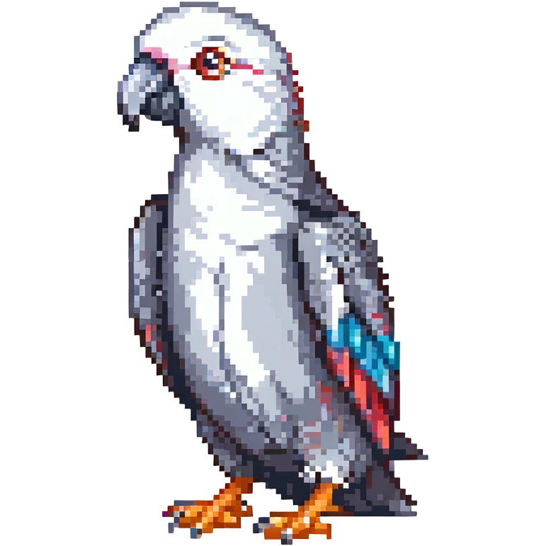 african grey parrot, pixel art, small and cute, vibrant colors emoji
