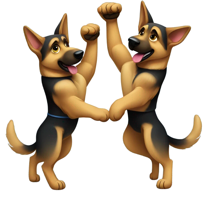Two German shepard dogs boxing  emoji