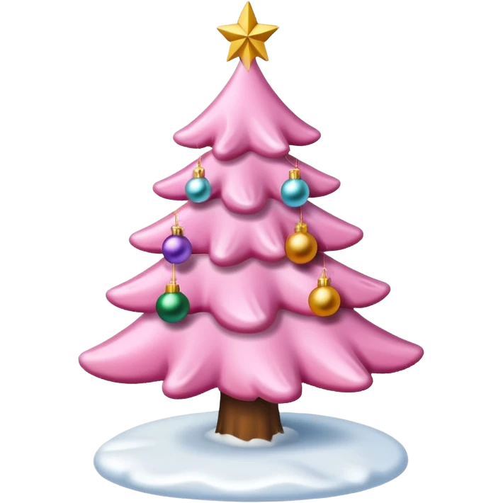 Pink Christmas tree with snow on it emoji