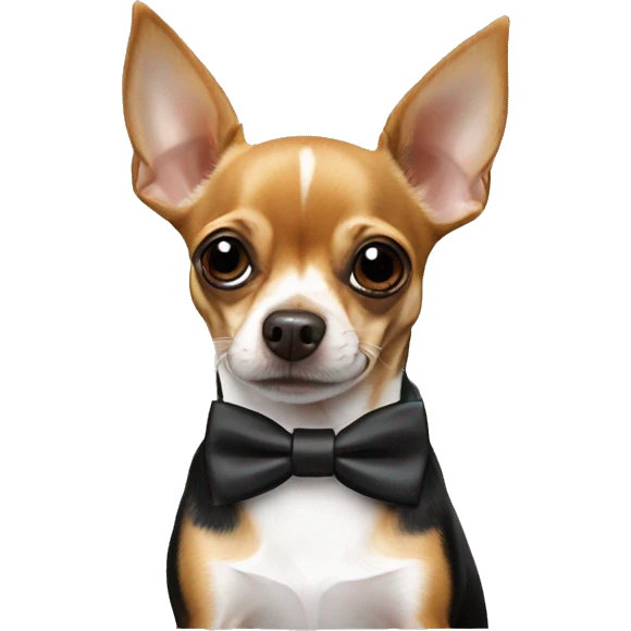 Chihuahua with dobermann print and bow tie emoji