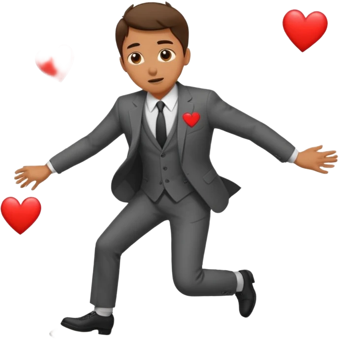 man with heart eyes slip and fall on sidewalk  emoji