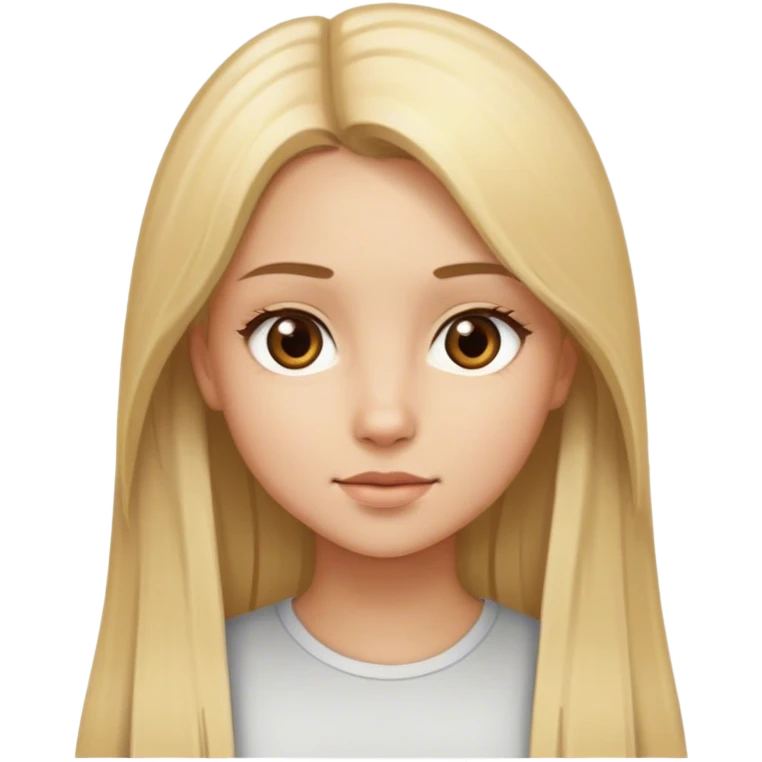 Blonde, long and straight haired girl with brown eyes and light skin color emoji