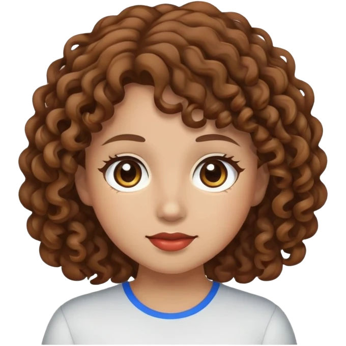Apple based Genmoji of a girl with brown curl y huir and brown eyes emoji
