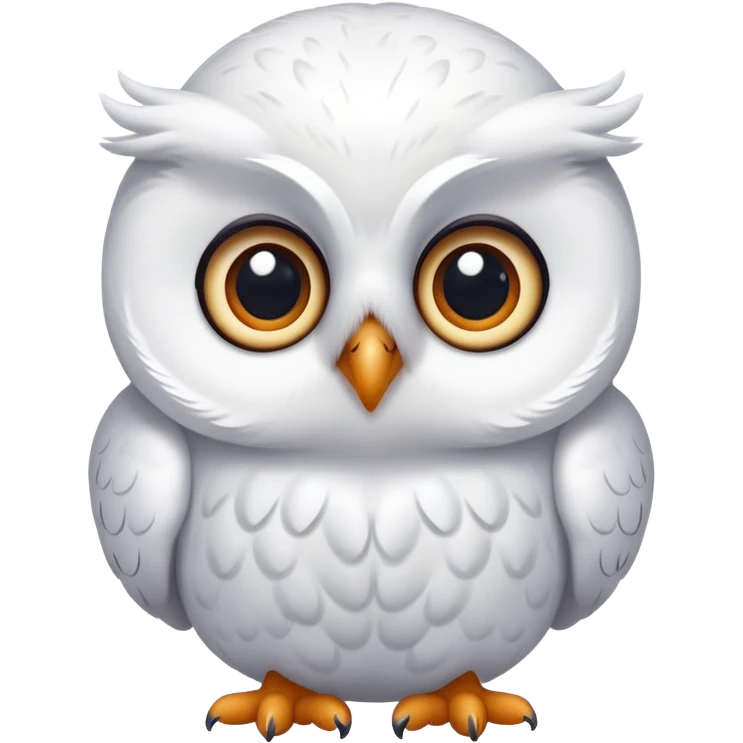 cute, round, white snow owl, with big eyes and little Paws emoji