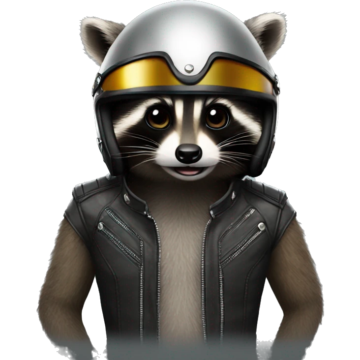 raccoon wearing a motorcycle helmet emoji