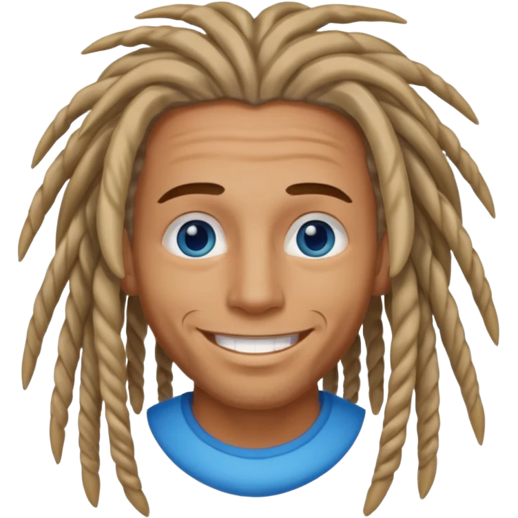 Hippie man smiling with blue eyes and dreadlocks emoji