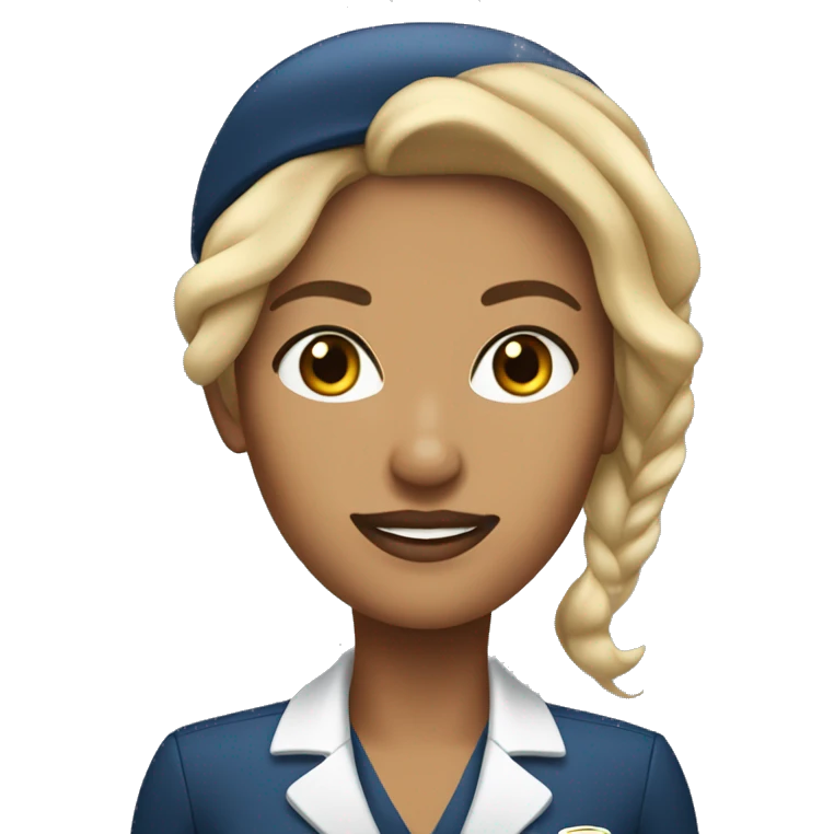 Generate A wheatish skin colored female flight attendant looking like a boss woman emoji