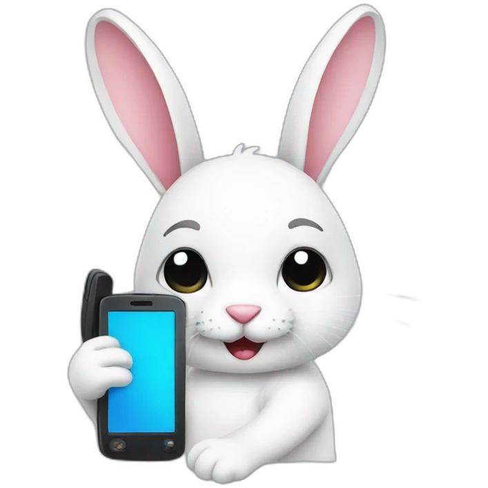 white rabbit with phone emoji