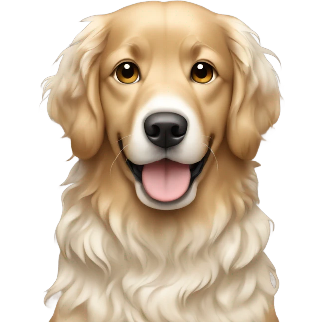Wavey brown haired girl with English cream golden retriever curly haired dog emoji