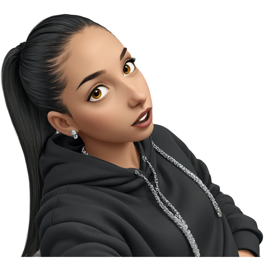 girl in hoodie with jewelry emoji