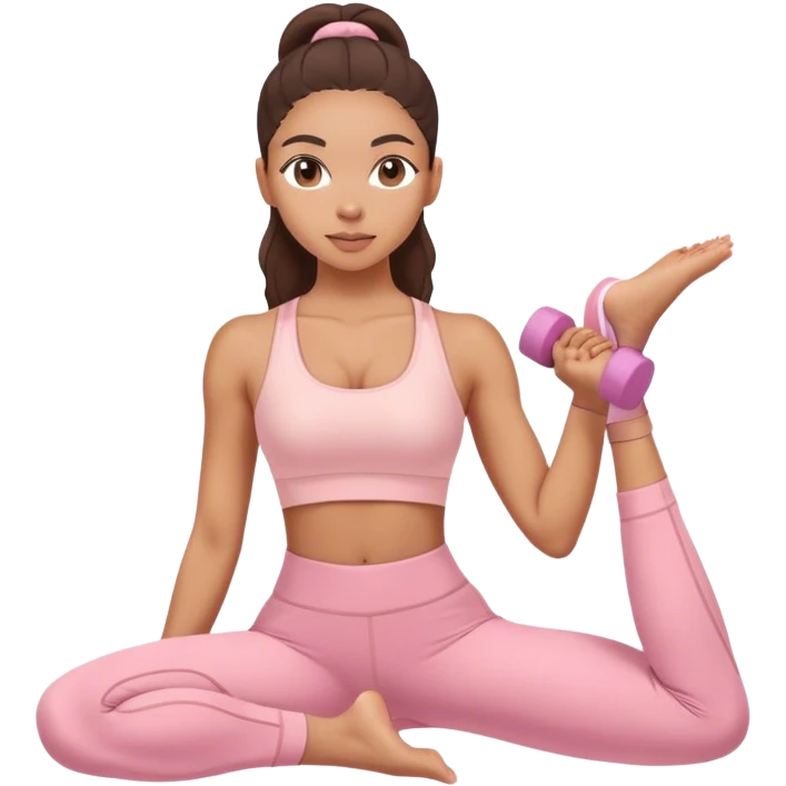lightskin girl wearing light pink doing pilates emoji
