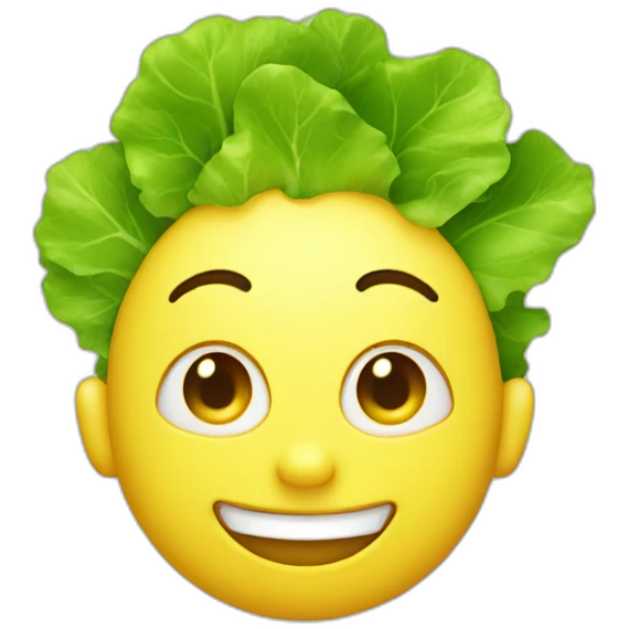 yellow smily with green lettuce hair emoji