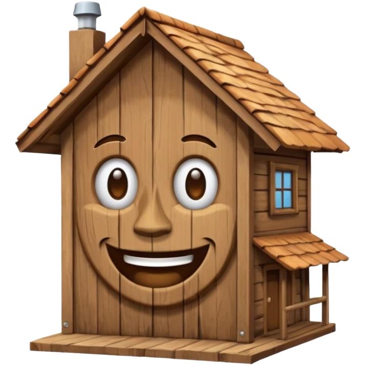 physical home with roof shaped face mascot on neck  emoji