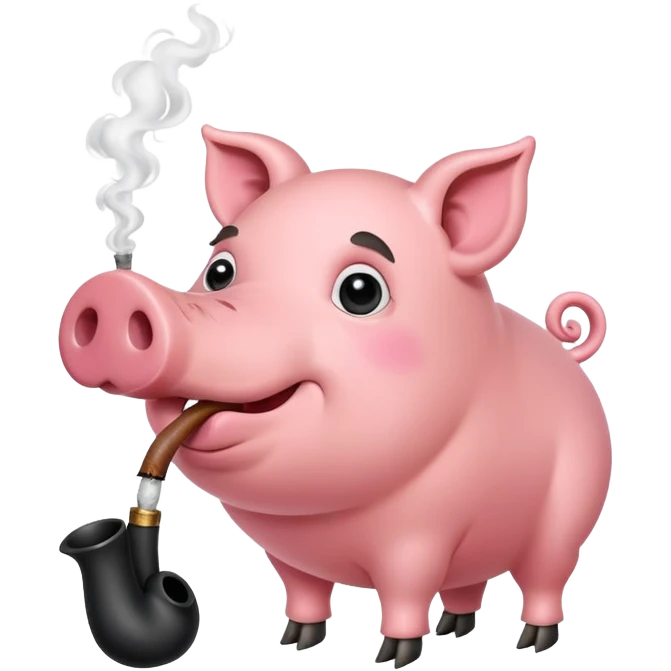 black pig smoking pipe emoji