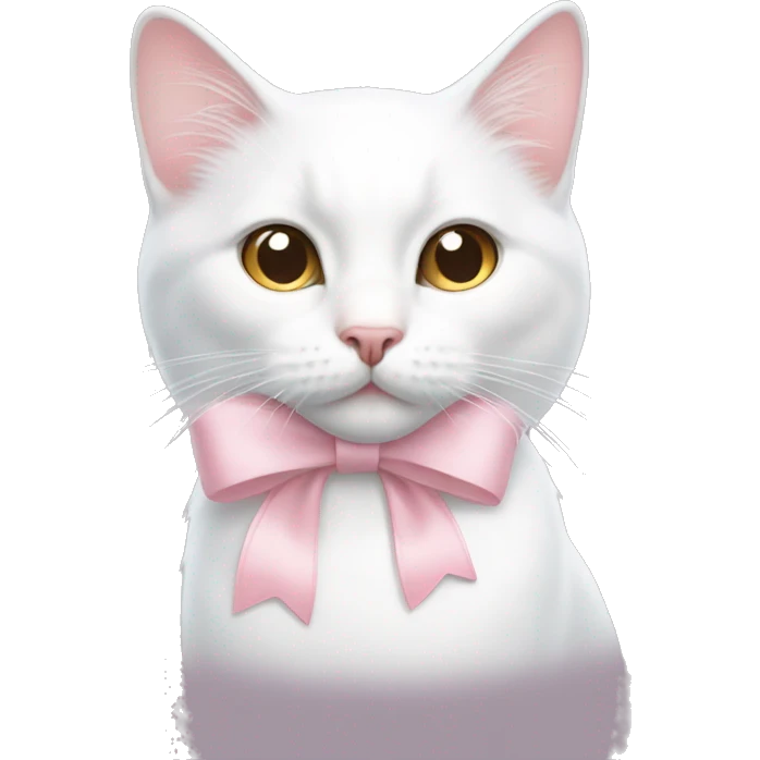 white cat with a light pink bow on the head emoji
