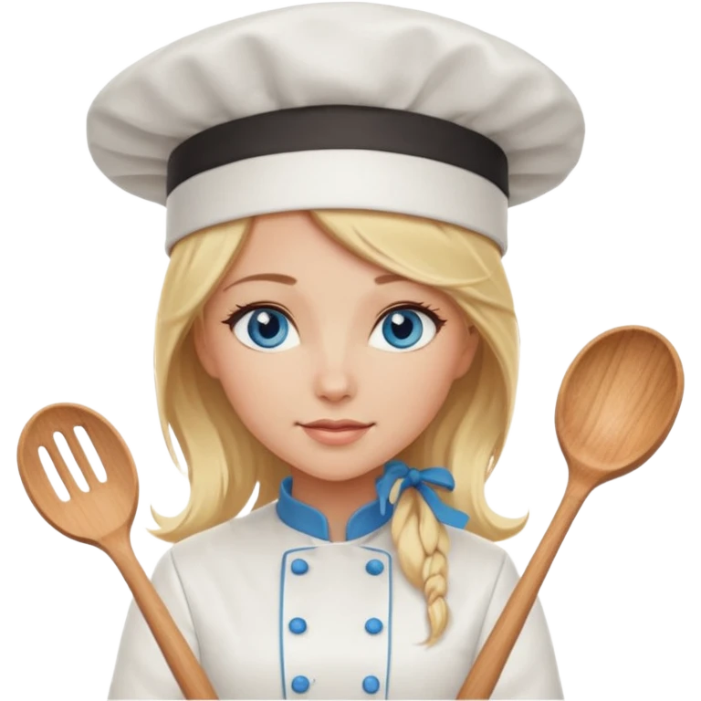 Sexy Long Blonde hair blue eyed female chef emoji