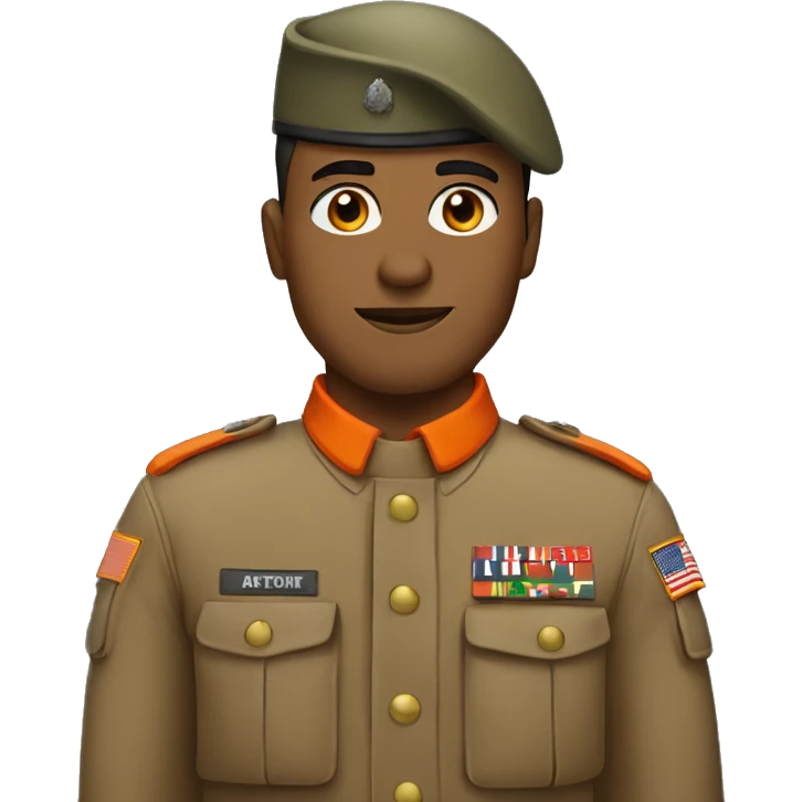 a soldier in an orange and red uniform emoji