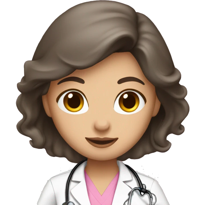 pretty brunette nurse with long hair in pink scrubs emoji
