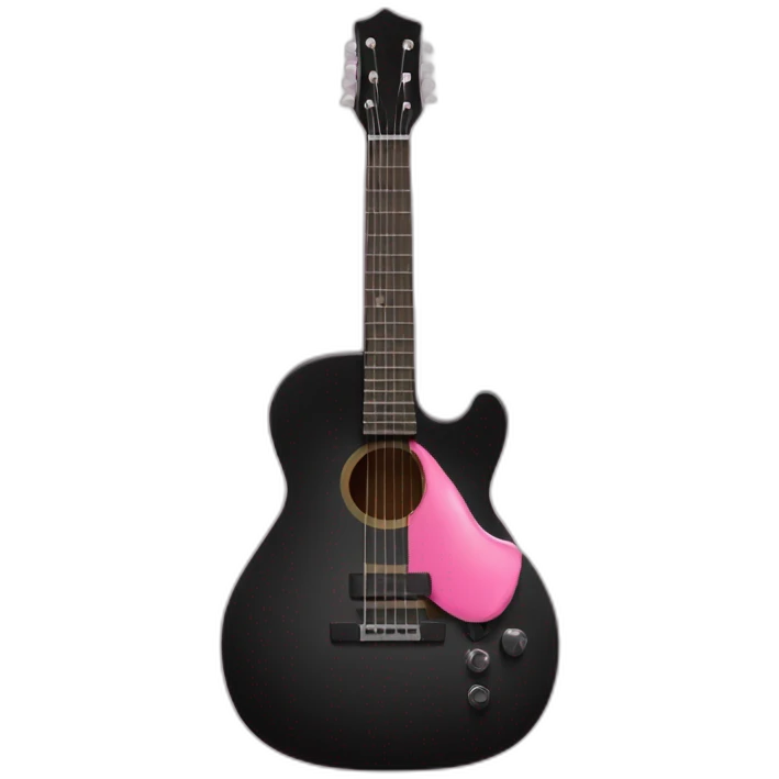 Black guitar with a thin coquette pink bow  emoji