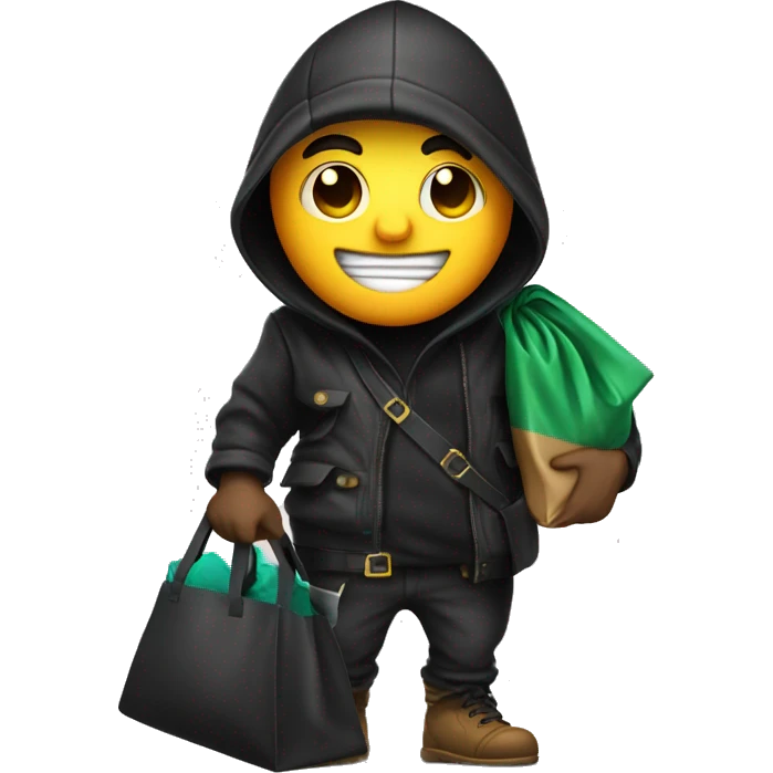 a cartoon burglar with swag bag emoji