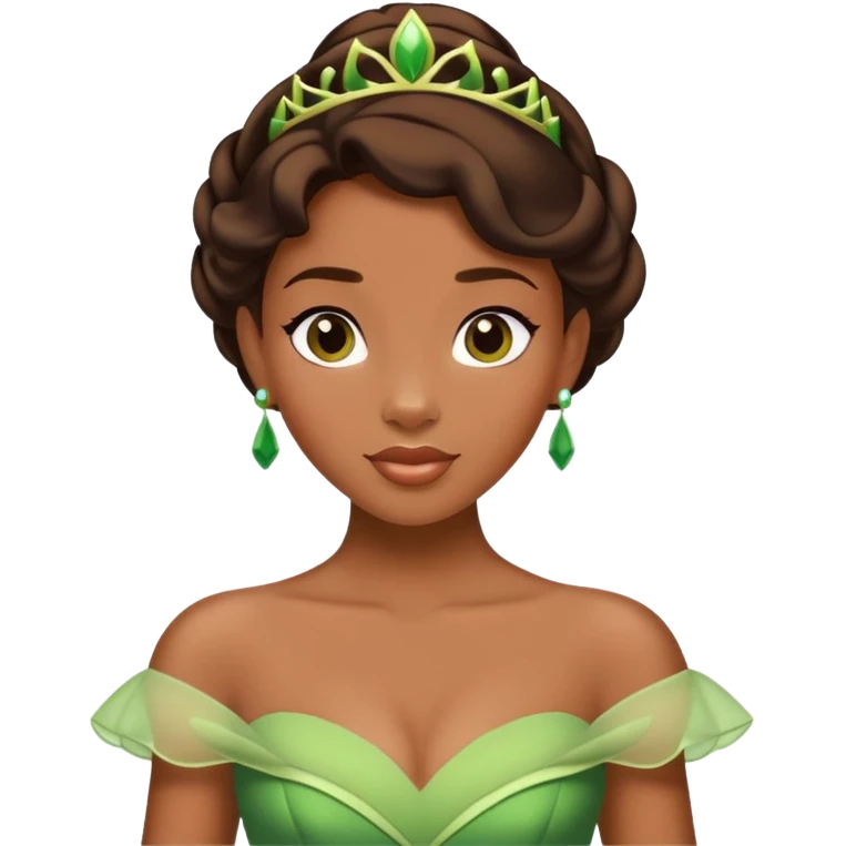 Princesse Tiana de Disney avec sa robe verte emoji