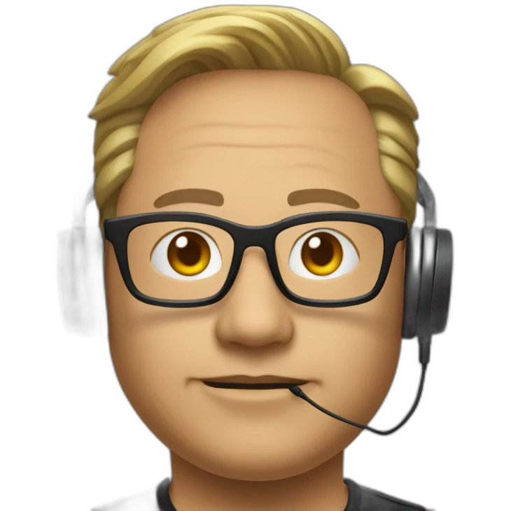 Jensen Huang with black glasses wearing earphones emoji