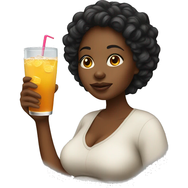 pregnan black woman with a drink emoji