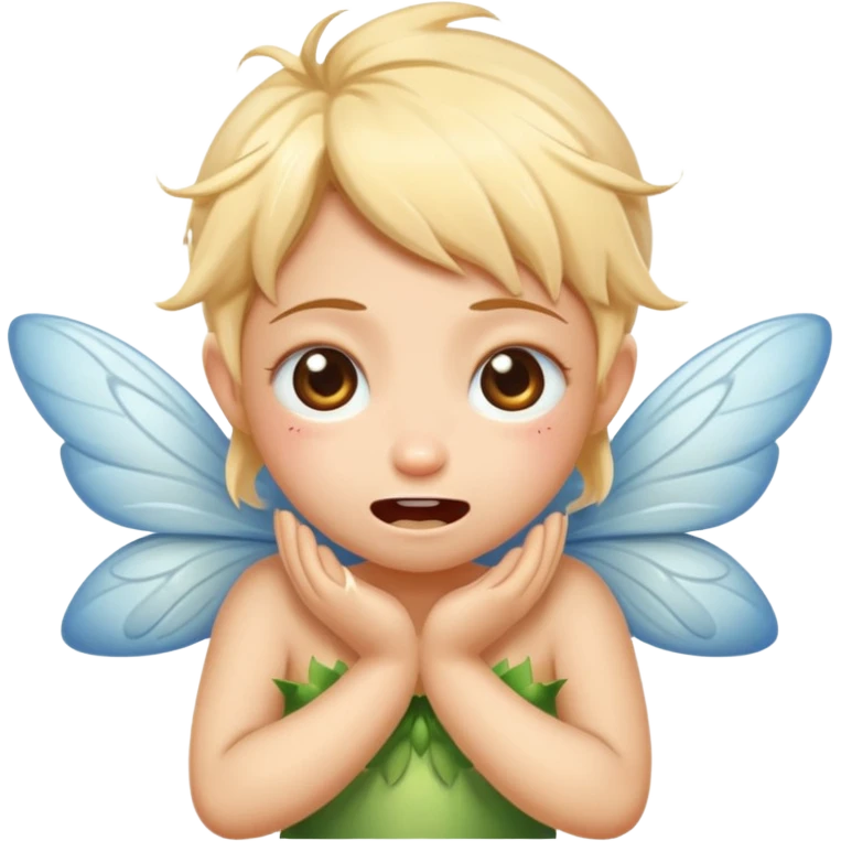 A little fairy, with wings,  , do more different emotional, she cry, smail  tayd , angry, hungry, emoji
