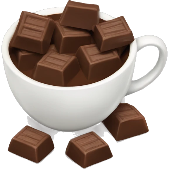 Chocolate en taza con bombones emoji