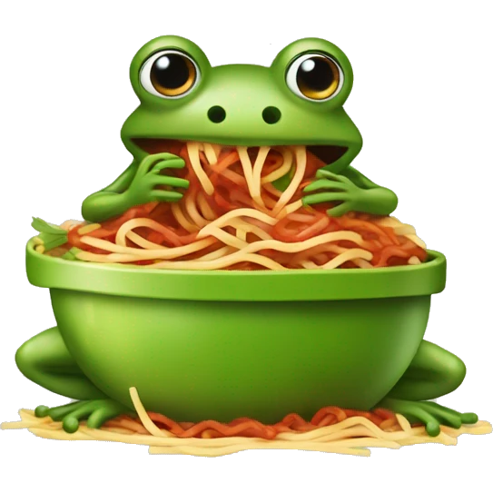 A frog eating spaghetti bolognese emoji